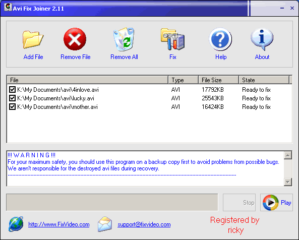 Avi Fix Repair Joiner Screenshot